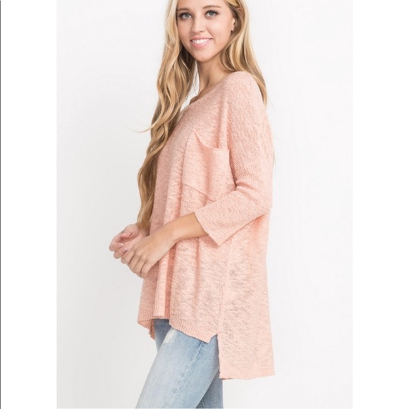 high low hem mint short quarter sleeve pullover - Picture 6 of 8